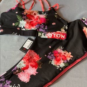 NWT Peloton Black Floral Asian Heritage Bra and Leggings 1X